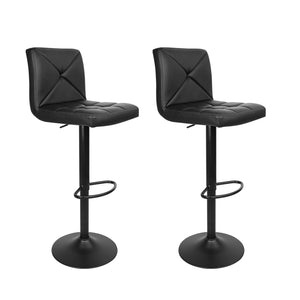 Black Studio Styled Gas Lift Bar Stools - 2 Pack