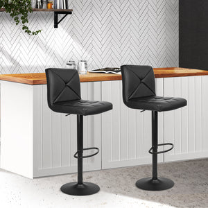 Black Studio Styled Gas Lift Bar Stools - 2 Pack