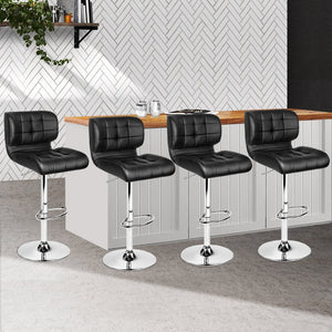 Set of 4 PU Leather Gas Lift Bar Stools