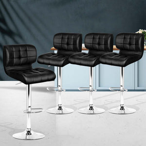 Set of 4 PU Leather Gas Lift Bar Stools