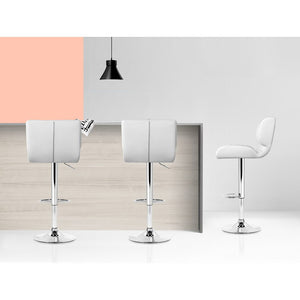 White Bar Stools With Chrome Base And Gas Lift - 4 Pack