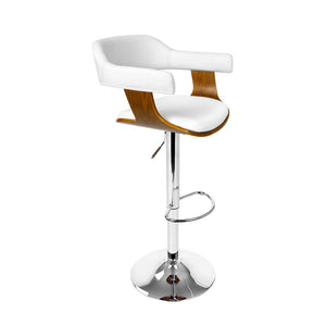 Wooden Bar Stool - White and Chrome