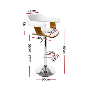 Wooden Bar Stool - White and Chrome