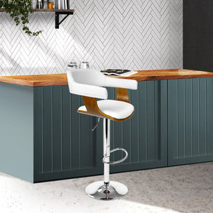 Wooden Bar Stool - White and Chrome