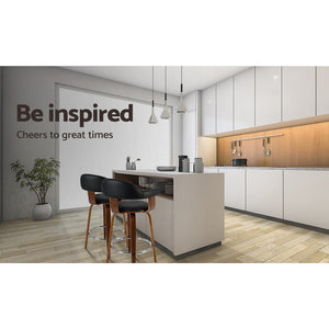 Wooden Swivel Bar Stools With PU Leather Seats - 2 Pack