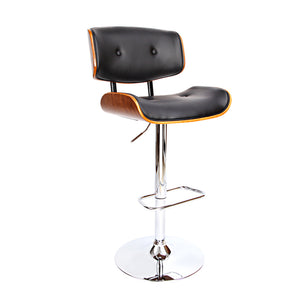 Wooden Gas Lift Bar Stool With Chrome Legs