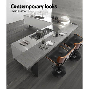 Gas Lift Wooden PU Leather Bar Stool