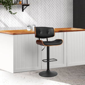 Gas Lift Wooden PU Leather Bar Stool