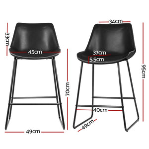 Metal Bar Stools For Kitchen Bench - 2 Pack