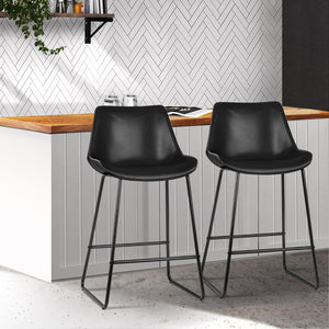 Metal Bar Stools For Kitchen Bench - 2 Pack