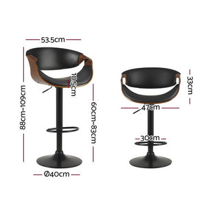 Artiss Swivel Bar Stools Set of 2 | Stylish Kitchen Gas Lift Bar Chairs