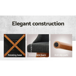 Wooden And Charcoal Fabric Bar Stools With Square Footrest