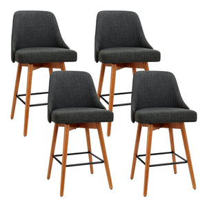 Set of 4 Wooden Fabric Bar Stools