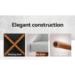 Wooden Fabric Bar Stools With Square Footrest - 2 Pack