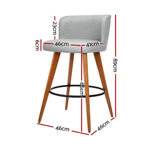 Wooden Fabric Bar Stools With Circular Footrest