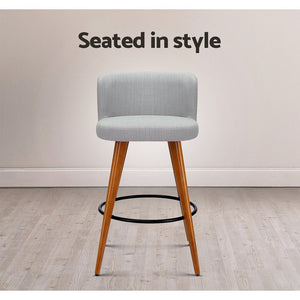 Wooden Fabric Bar Stools With Circular Footrest