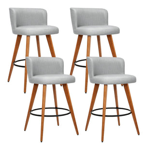 Beach Styled Wooden Fabric Bar Stools - 4 Pack