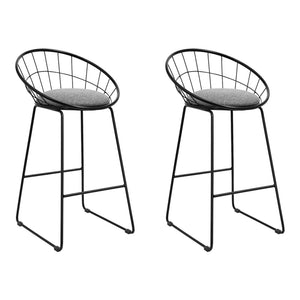 Grey And Black Bar Stools - Steel + Fabric - 2 Pack