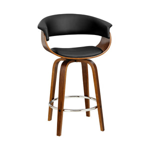 Wooden Swivel Bar Stools With PU Leather Seat