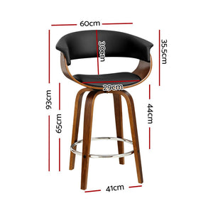 Wooden Swivel Bar Stools With PU Leather Seat