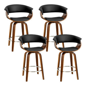 Swivel Leather Bar Stools With Wooden Finish