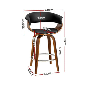 Swivel Leather Bar Stools With Wooden Finish