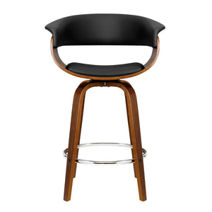 Swivel Leather Bar Stools With Wooden Finish