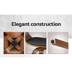 Swivel Leather Bar Stools With Wooden Finish