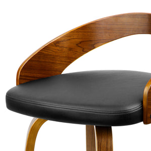 Black And Brown Walnut Wood Bar Stools - 2 Pack