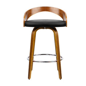 Walnut Wood Bar Stools - Black and Brown - 4 Pack