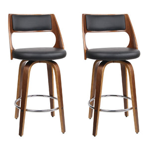 Set Of 2 Black Wooden Bar Stools