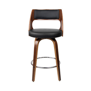Set Of 2 Black Wooden Bar Stools