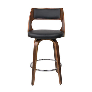 Wooden Bar Stools PU Leather Seating - 4 Pack