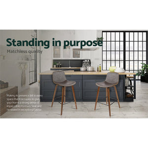 Leather Bar Stools With Square Footrest - Twin Pack