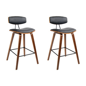 Black Leathered Circular Bar Stool With Footrest