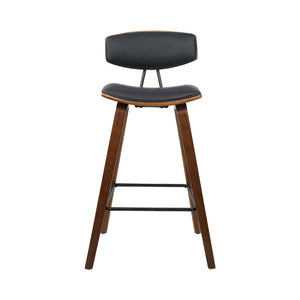 Black Leathered Circular Bar Stool With Footrest