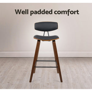 Black Leathered Circular Bar Stool With Footrest