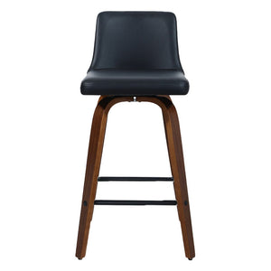 Set of 2 Wooden & Leather Bar Stools - 2 Pack