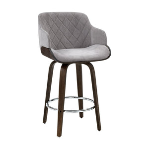 Grey Velvet Swivel Bar Stool