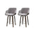 2x Kitchen Bar Stools | Wooden Swivel Chairs | Grey Velvet Fabric