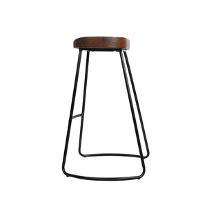 75cm Dark Elm Wood Backless Bar Stools - 4 Pack