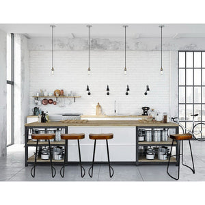 75cm Dark Elm Wood Backless Bar Stools - 4 Pack