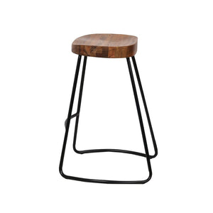 Dark Elm Wood Backless Bar Stools - 4 Pack