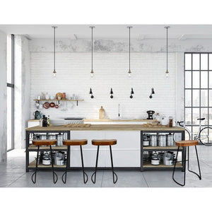 Dark Elm Wood Backless Bar Stools - 4 Pack