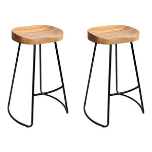 Backless Elm Wood Bar Stools - 2 Pack