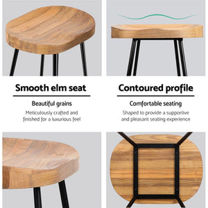 Backless Elm Wood Bar Stools - 2 Pack
