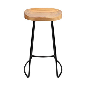 2 Elm Wood Backless Bar Stools