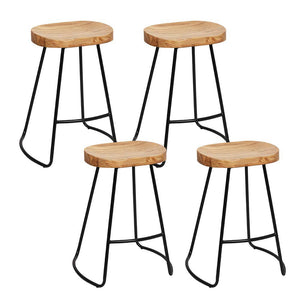 Elm Wood Backless Bar Stools 75cm - 4 Pack