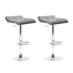 Grey Chrome Fabric Swivel Bar Stools - 2 Pack