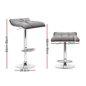 Grey Chrome Fabric Swivel Bar Stools - 2 Pack